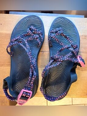 Chaco Women's Black Sandals with Pink Accent Straps